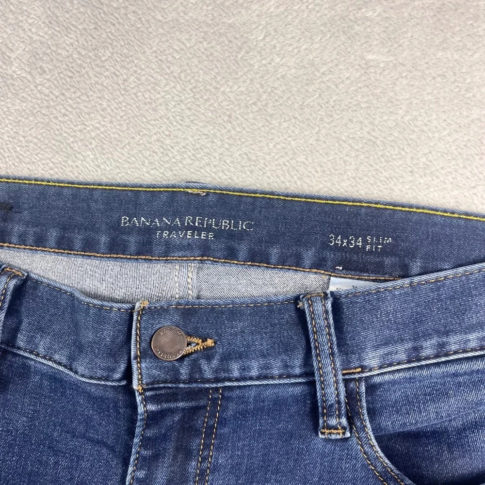 Banana Republic Traveler Jeans Mens 34x34 Slim‎ Fit Blue Denim Pants Medium Wash